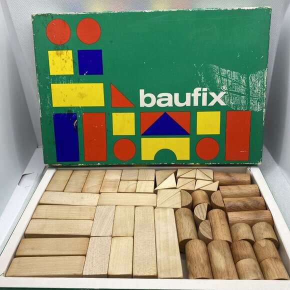 Baufix 413 2025 Wooden Building Blocks 51 Pieces Western Germany Vintage - Picture 12 of 12